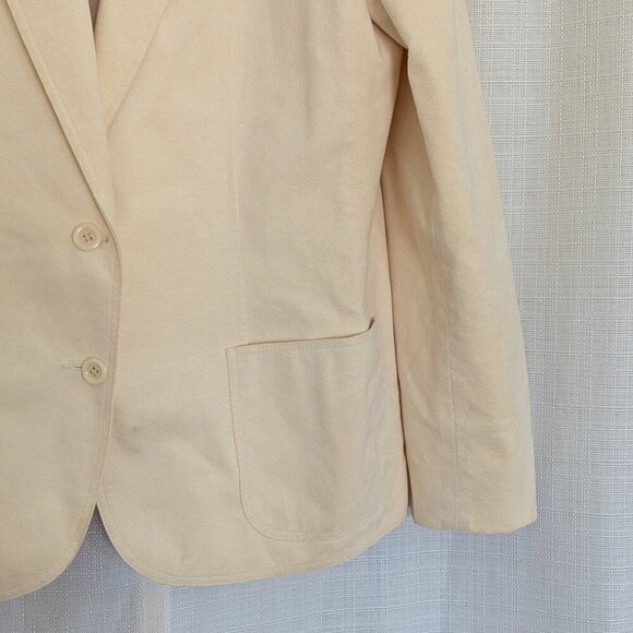 Vintage I. Magnin Ivory Suede Blazer Size 16 Notched Collar Button Down‎ - Picture 4 of 10